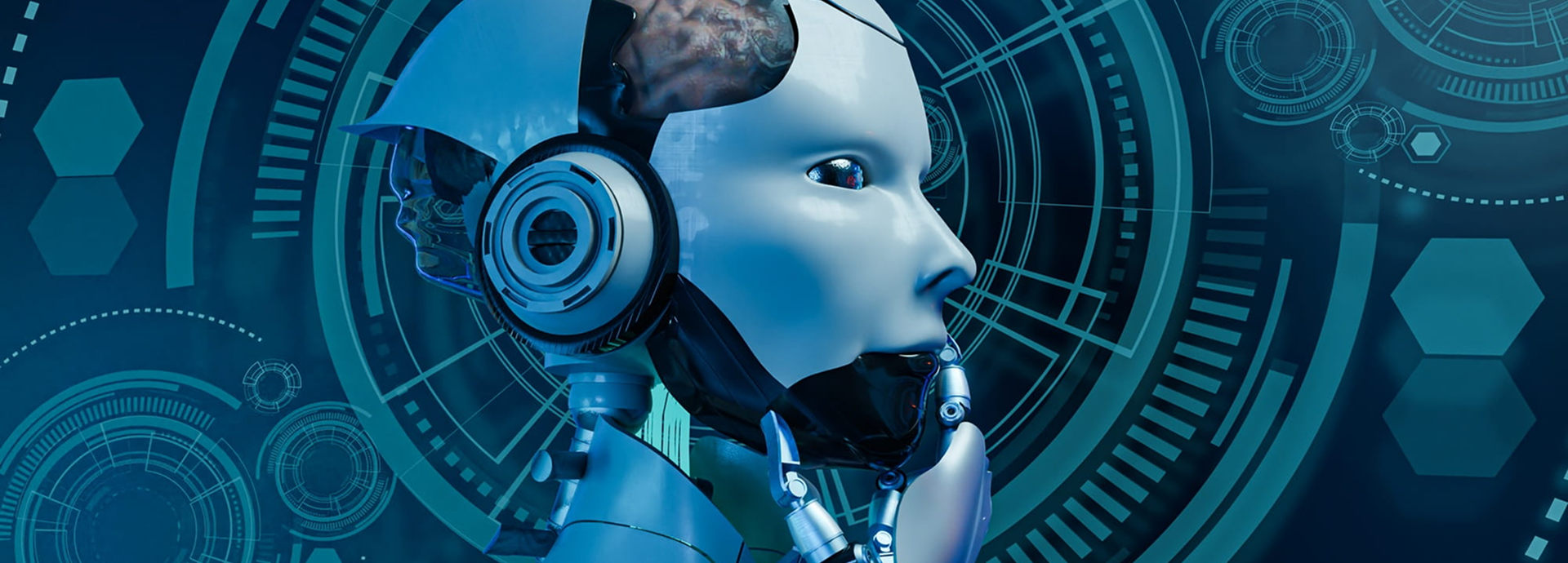 Fotografía de robot sobre fondo mecánico